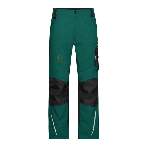 Donkergroene/zwarte polyester-katoenen werkbroek met zakken.
