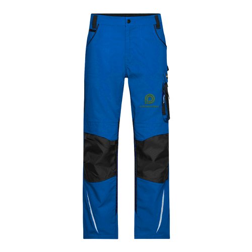 Blauwe werkbroek van polyester-katoenmix in een relaxte pasvorm met zakken.
