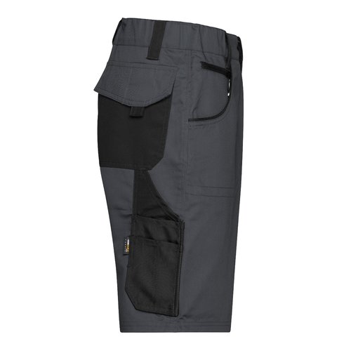 Donkergrijs/zwarte polyester-katoenen korte broek met meerdere zakken.