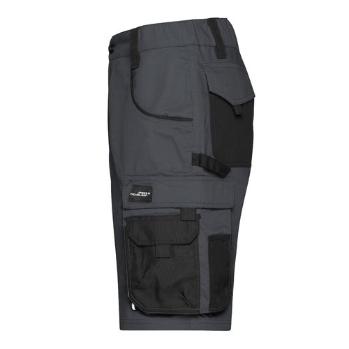 Donkergrijze/zwarte polyester-katoenen shorts met meerdere zakken.