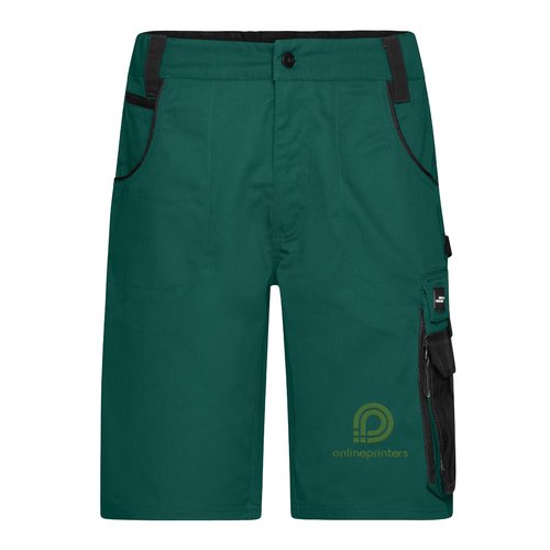 Groene stoffen short, unisex, met meerdere zakken.