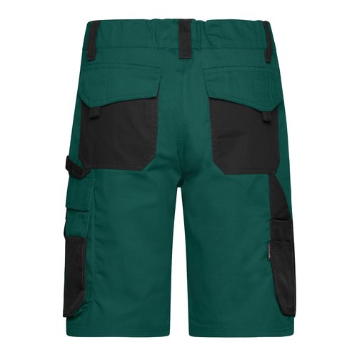 Donkergroene/zwarte korte broek van polyester en katoen met meerdere zakken.