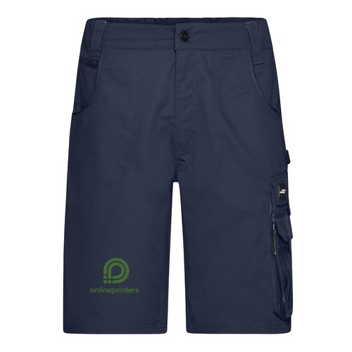 Marineblauwe shorts van polyester-katoenmix met meerdere zakken.
