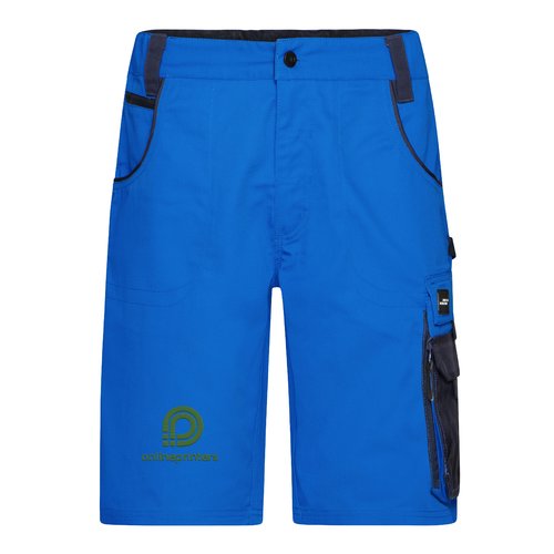 Blauwe werkshorts van polyester-katoenmix met zakken.