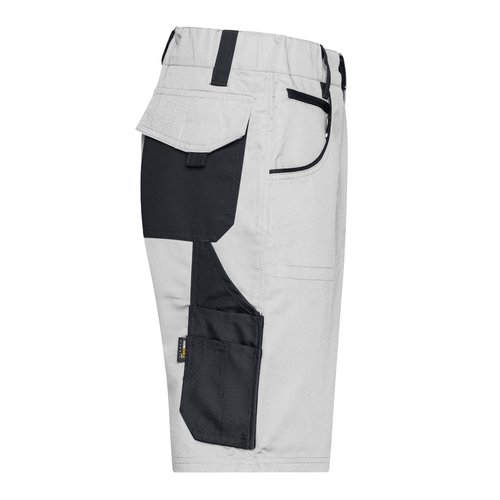 Grijs-witte katoen-polyester short met zakken.