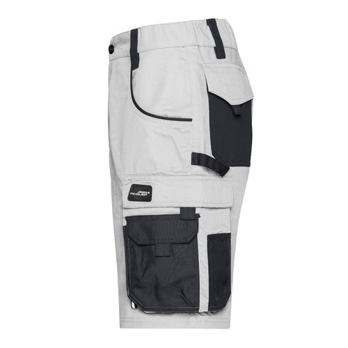 Witte/grijze werkshort van polyester-katoenmix met meerdere zakken.