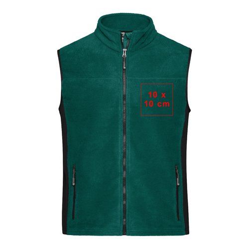 Groen fleece vest met volledige ritssluiting en zakken aan de zijkant.