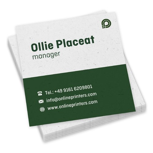 Natuurlijk papier visitekaartjes, enkelzijdig bedrukt.