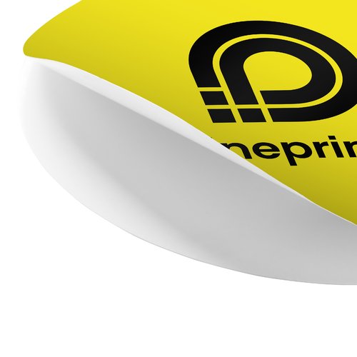 Ronde papieren sticker in vrije vorm.