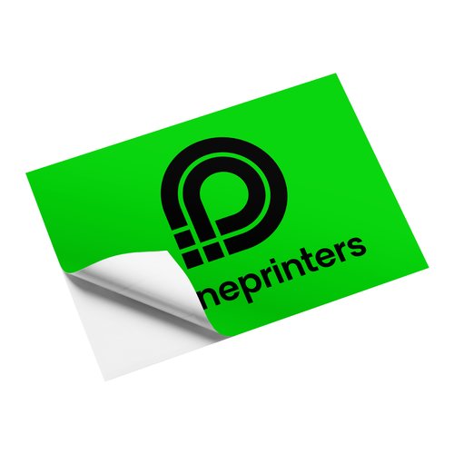 Vierkante sticker van flexibel materiaal in een aangepaste vorm.