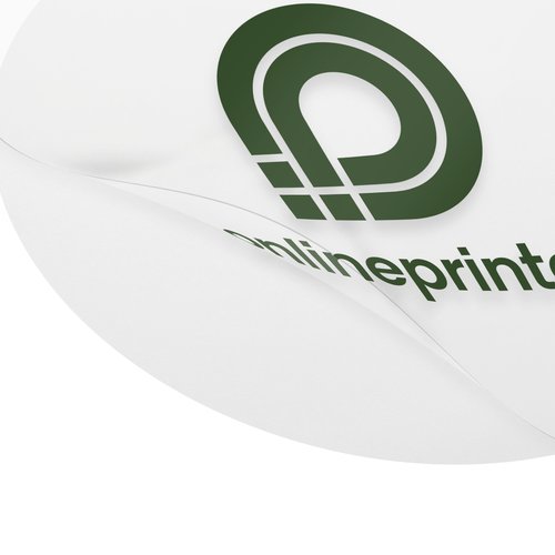 Witte papieren sticker in vrije vorm, verwijderbaar.