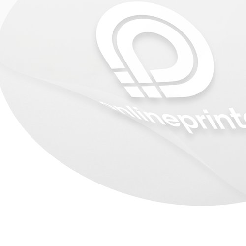 Witte papieren sticker in aangepaste vorm.