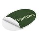Ovale sticker met afneembare achterkant.