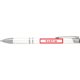Witte metalen balpen met clip en drukknop.