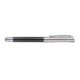 Metaalkleurige rollerball pen met carbon elementen en clip.