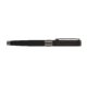 Zwarte rollerball pen met metalen details en clip.