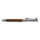 Houtkleurige rollerball met metalen elementen en dop.