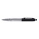 Zwarte touchpad-balpen met draaimechanisme en clip.
