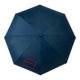 Blauwe automatische opvouwbare paraplu met hoes en draaglus.