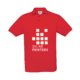 Rood katoenen poloshirt voor heren met korte mouwen en knoopsluiting.