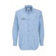 Oxford blauw katoen-polyester heren overhemd met knoopsluiting en kraag.