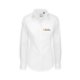 Witte damesblouse van katoenmix met lange mouwen.