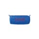 Blauwe stoffen etui met ritssluiting.