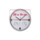 Zilveren wandklok met geïntegreerde thermometer en hygrometer.