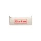 Beige stoffen etui met ritssluiting.