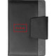 Zwart notitieboek met magnetische sluiting.