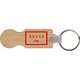 Houten sleutelhanger met metalen ring.