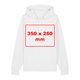 Witte stoffen hoodie met capuchon en kangoeroezak.