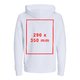 Witte stoffen hoodie met capuchon en trekkoord, unisex model.