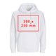 Witte stoffen unisex hoodie met capuchon en kangoeroezak.