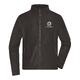 Donkergrijs polyester fleece jack met volledige ritssluiting.