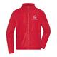 Rood polyester fleece jack voor heren met volledige ritssluiting.