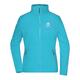Turquoise polyester fleece jack met volledige ritssluiting en zakken.