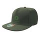 Groene stoffen snapback cap met platte klep en verstelbare sluiting.