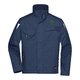 Marineblauwe werkjas van polyester-katoenmix met meerdere zakken.