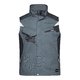 Donkergrijs polyester-katoen mix werkvest met meerdere zakken en ritssluiting.