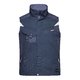 Marineblauwe werkvest van een polyester-katoenmix met volledige ritssluiting en meerdere zakken.