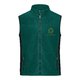 Donkergroen polyester fleece vest met volledige ritssluiting en zijzakken.