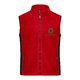Rood polyester fleece vest met volledige ritssluiting en zakken.