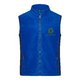 Blauw polyester fleece vest met volledige ritssluiting en zakken aan de zijkant.