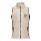 Beige fleecevest voor dames met volledige ritssluiting en zakken.