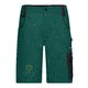 Groene werkshort van duurzaam materiaal met meerdere zakken.