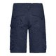 Marineblauwe werkshort van polyester-katoenmix met meerdere zakken.