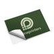 Rechthoekige papieren sticker in een aangepaste vorm.