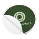 Ronde papieren sticker in aangepast formaat.