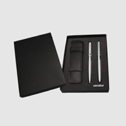 Set met balpen en rollerbalpen in een leren etui senator Image Chrome